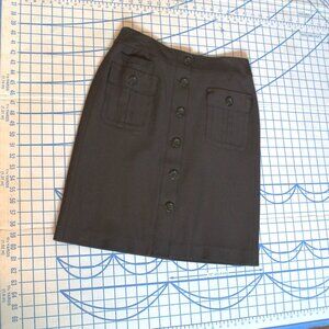 Ann Taylor Button Front Skirt, Dark Brown, Pockets, Size 2